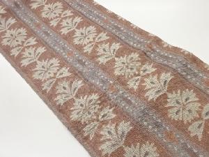 紗 縞に草葉模様織出し名古屋帯